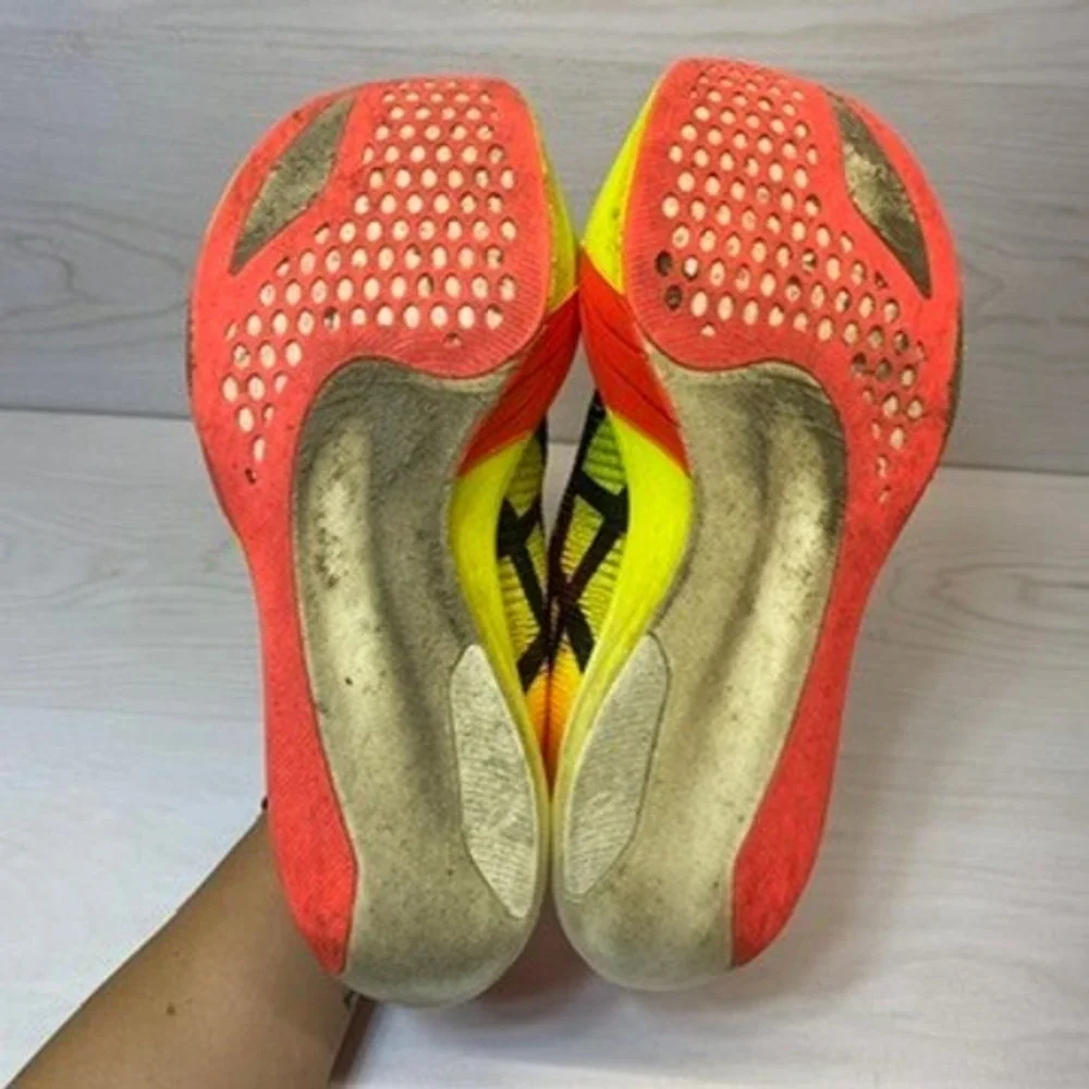ASICS Mens 10 Metaspeed Sky+ Paris Shoes Neon Yellow Orange 1013A123 Racing